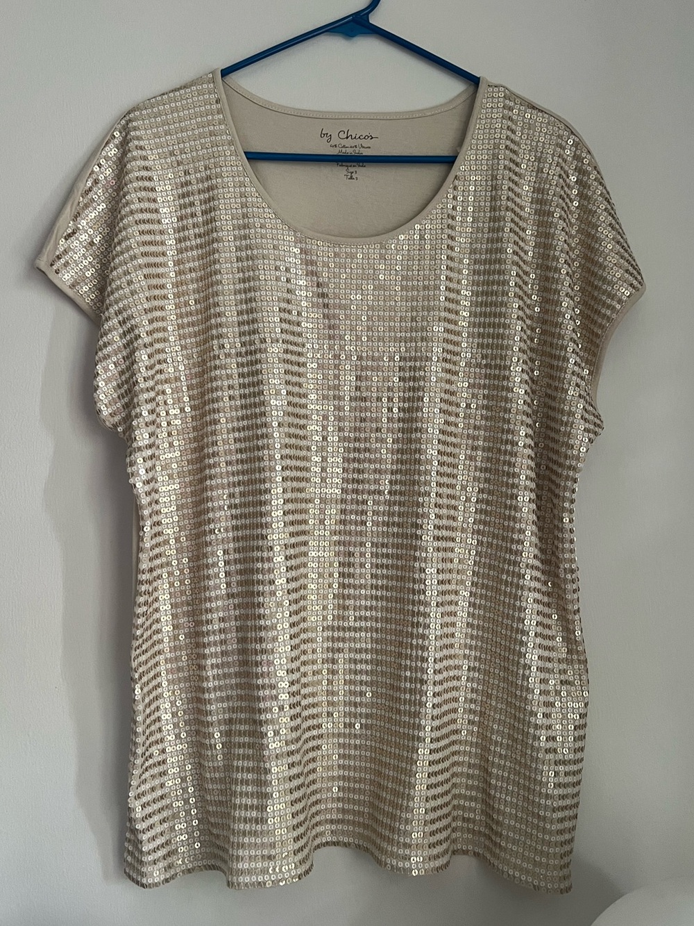By Chico’s Sequin Stripe Short Sleeve Tee